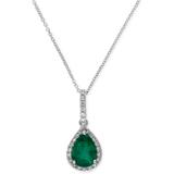 Brasilica by Effy Emerald (9/10 ct. t.w.) and Diamond (1/8 ct. t.w.) Drop Pendant in 14k White Gold, Created for Macy's