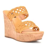 Nine West Women's Kalani Square Toe Slip-On Wedge Sandals, Yellow, 10M