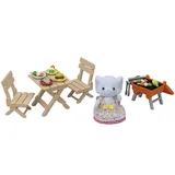 Calico Critters Bubblebrook Elephant Girl's BBQ Picnic Set Dollhouse Playset with Figure and Accessories, Multicolor