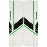 Warrior Ritual G6 E+ Youth Goalie Leg Pads in White/Black/Neon Green Size 20+.5in
