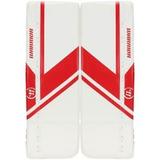 Warrior Ritual G6 E+ Youth Goalie Leg Pads in White/Red Size 22+.5in