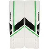 Warrior Ritual G6 E+ Youth Goalie Leg Pads in White/Black/Neon Green Size 24+.5in