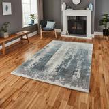 Brooklyn 8595 Hand Carved Rug, Ivory/Blue, 120 x 170 Cm - Think Rugs
