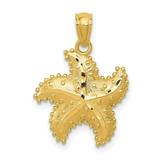 Quality Gold C4033 14K Yellow Gold Diamond-Cut Starfish Pendant