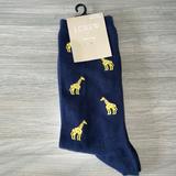 J. Crew Accessories | J. Crew Navy Giraffe Print Trouser Socks - Nwt | Color: Blue/Yellow | Size: Os