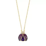 Effy® Diamond, Amethyst And Pink Sapphire Ladybug Pendant Necklace In 14K Yellow Gold, White, 16 In