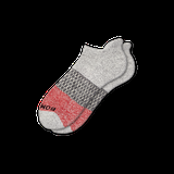 Men's Tri-Block Ankle Socks - Grey Heather And Red - Medium - Bombas