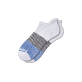 Men's Tri-Block Ankle Socks - Light Grey Heather And Royal - Medium - Bombas