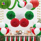 The Holiday Aisle® Christmas Decorations-Wall Decoration Background Decoration Flower Honeycomb Set Christmas Decorations in Green/Red/White Wayfair