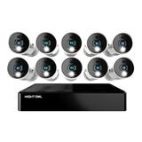 Night Owl Security Camera System CCTV 16 Channel Bluetooth DVR with 1TB Hard Drive 10 Wired 1080p HD Spotlight Surveillance Bullet Cameras Audio Enabled Indoor Outdoor Cameras with Night Vision