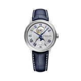 Men's Maestro Moonphase Navy Leather-Strap Watch - Silver