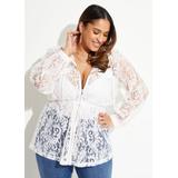 Plus Size Hooded Corded Lace Jacket
