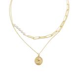 Street Region Women's Necklaces Gold - Imitation Pearl & Goldtone Coin Layered Necklace