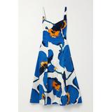Carolina Herrera - Floral-print Faille Midi Dress - Blue