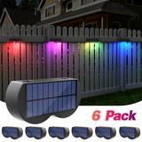 Fimilo Solar Fence Light(6 Pack) Waterproof Solar Deck Step Lights for Stairs Step and Pathway Outdoor Wall Light Warm White & RGB Glow Light with 8 Colors 1000MAH LED Solar Lamp