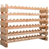 HOMCOM Stackable Wine Rack Modular Storage Shelves 72 Bottle Holder Freestanding Display Rack for Kitchen Pantry Cellar Natural