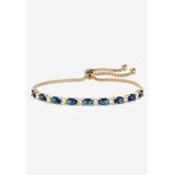 Women's 6.20 Cttw. Simulated Blue Sapphire And Cz Gold-Plated Bolo Bracelet 10" by PalmBeach Jewelry in Sapphire