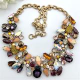 J. Crew Jewelry | J. Crew Asymmetrical Fall Colors Crystal Bib Statement Necklace | Color: Gold/Purple | Size: Os