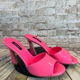 Nine West Shoes | Nine West Open Toe Solid Hot Pink Slip On Stiletto High Heels Pumps Size 8 M | Color: Pink | Size: 8