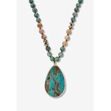 Women's Genuine Multicolor Jasper Beaded Goldtone Bezel Set Pendant Necklace 36 Inch by PalmBeach Jewelry in Blue