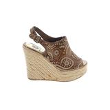 Yellow Box Wedges: Brown Shoes - Women's Size 7 - Peep Toe