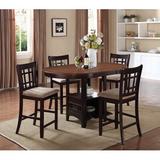 Red Barrel Studio® Benambra 5 Piece Counter Height Dining Set Wood/Upholstered Chairs in Brown | Wayfair C5545E985D31445F8CEF5CB91E922D65