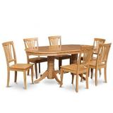 East West Furniture VAAV9-OAK-W Vancouver 9PC set with double pedestal oval featured 17 in. butterfly leaf and 8 Wood seat chairs