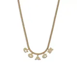 Betsey Johnson Pearl Signature Charm Necklace