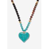 Women's Genuine Turquoise Jasper Heart Pendant Necklace 34 Inch by PalmBeach Jewelry in Turquoise