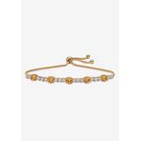 Women's 1.60 Cttw. Birthstone And Cz Gold-Plated Bolo Bracelet 10" by PalmBeach Jewelry in November