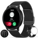 ZKCREATION W33B Smart Watch Call Receive/Dial Fitness Watches for Women Men Waterproof Smartwatch for Android iOS iPhone Samsung Phones with Text and Call Heart Rate Blood Pressure Monitor Black