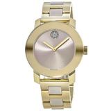 Movado Bold $895 Women's Beige Ceramic/gold Stnlss Steel, Crystals