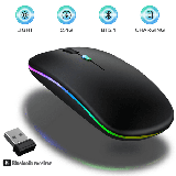 LED Bluetooth Wireless Mouse Bluetooth Mouse for MacBook Pro Bluetooth Mice for MacBook Air Rechargeable Wireless Mouse for MacBook Laptop Mac ipad ipad Pro (Black)