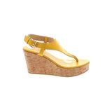 Barneys New York CO-OP Wedges: Yellow Solid Shoes - Women's Size 38.5 - Peep Toe