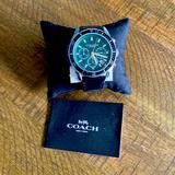 Coach Accessories | Coach Mens Watch Preston Stainless Steel 44mm 14602512 Calendar Leather New | Color: Black/Green | Size: Os