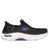 Skechers Women's Slip-ins Max Cushioning AF - Fluidity Sneaker | Size 9.0 | Black/Purple | Textile/Synthetic | Vegan | Machine Washable | Arch Fit