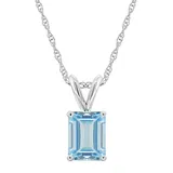 Celebration Gems 14k Gold Emerald Cut Aquamarine Pendant Necklace, Women's, Size: 18", Blue