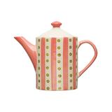 Hello Honey Teapots Multi - Pink Stripe Dot Stoneware Teapot & Strainer