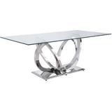 Acme Finley Dining Table In Clear Glass and Mirrored Silver Finish