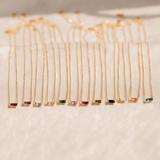 Baguette Birthstone Necklace By Caitlyn Minimalist Gemstone Jewelry Personalized Gifts Perfect Custom Gift For Her Nr136
