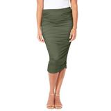 Plus Size Women's Curvy Colorblock Pencil Skirt by Catherines in Olive Green (Size 3X)