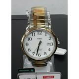 Timex Men's Easy Reader Indiglo Two Tone Watch T2h311 White Dial