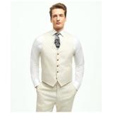 Brooks Brothers Men's Regent Fit Linen Cotton Herringbone Vest | Beige | Size 42 Regular