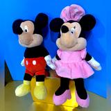 Disney Toys | Disney Babies Mickey Mouse & Minnie Mouse Plush Rattle Inside Crinkle Bow & Ears | Color: Black/Pink | Size: Mickey 13 Minnie 14