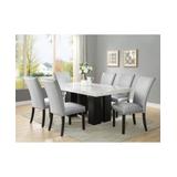 Camila 70" Rectangle Dining Table and Silver Dining Chair 7-Piece Set