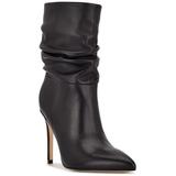 Nine West Womens JENN Leather Pointed Toe Mid-Calf Boots