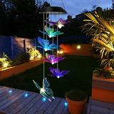 Wind Chime solar lights chimes Butterfly wind chimes led/solar Butterfly wind chime Outdoor decor yard decorations solar light mobile memorial wind chimes gifts for mom birthday gifts for mom