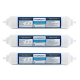 3 Pack - Hydronix ICF-10Q Inline Reverse Osmosis Post Fridge & Ice Coconut GAC Water Filter 2000 Gal 1/4 QC Ports