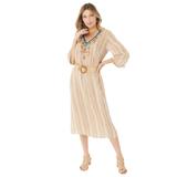 Women's Woven Straw and Wood Belt by Roaman's in Natural (Size XL)