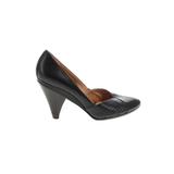 FRYE Heels: Pumps Chunky Heel Classic Black Print Shoes - Women's Size 5 1/2 - Almond Toe